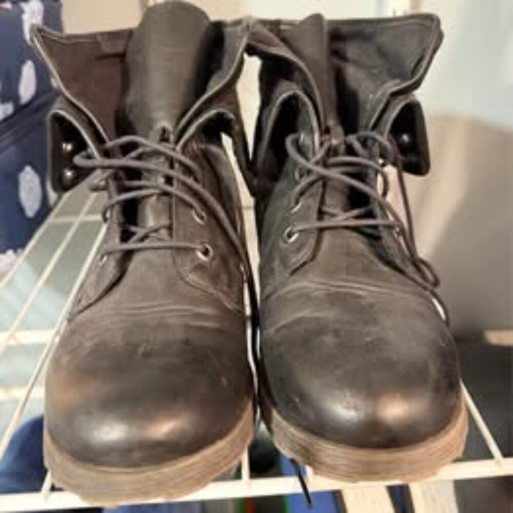 Women’s ZLondon Black Healed Laced Up Combat Boot Shoe Size 7